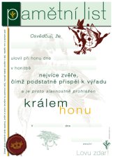 Pamětní list – Král honu – kachny