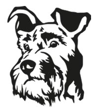 Piktogram – Teriér hlava - barva samolepící fólie: Bílá