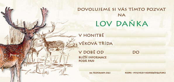 Pozvánka – Lov daňka – ilustrace (beze jména)