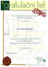 Gratulační list – Narození dítěte