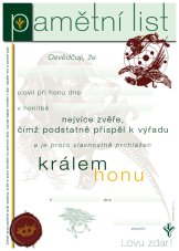 Pamětní list – Král honu – drobná zvěř