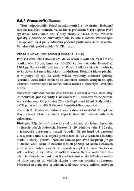 Zoologie lesnická – Obratlovci – textová část