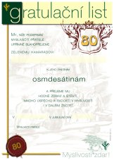 Gratulační list – 80 let