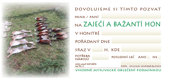 Pozvánka – Zaječí a bažantí hon – foto