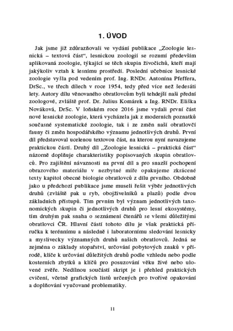 Zoologie lesnická - Obratlovci - praktická část